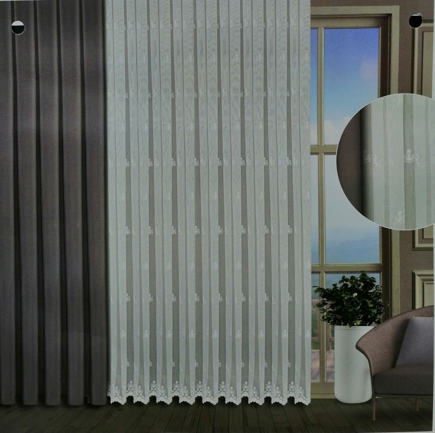 Floral Blackout  Perde Çift Renk 14200