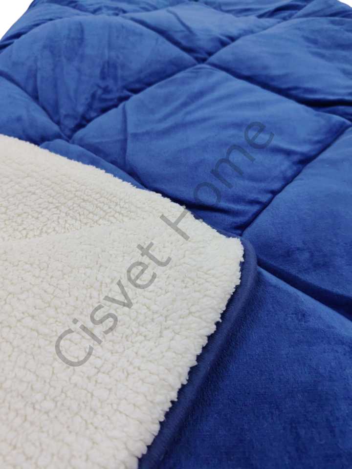 Merinos Yorgan Comforter Set 220X240 Düz Mavi