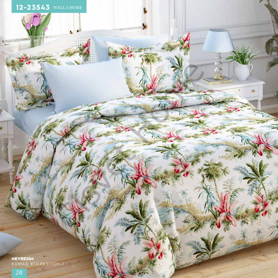 Wella Palmiye %100 Pamuk Nevresim Takımı