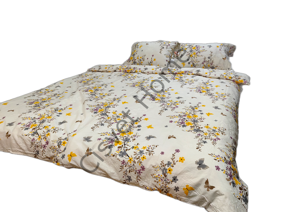 %100 Pamuk Çiçekli Tek Kişilik Nevresim Takımı – Sarı, Mor ve Gri Tonlarında Zarif Tasarım