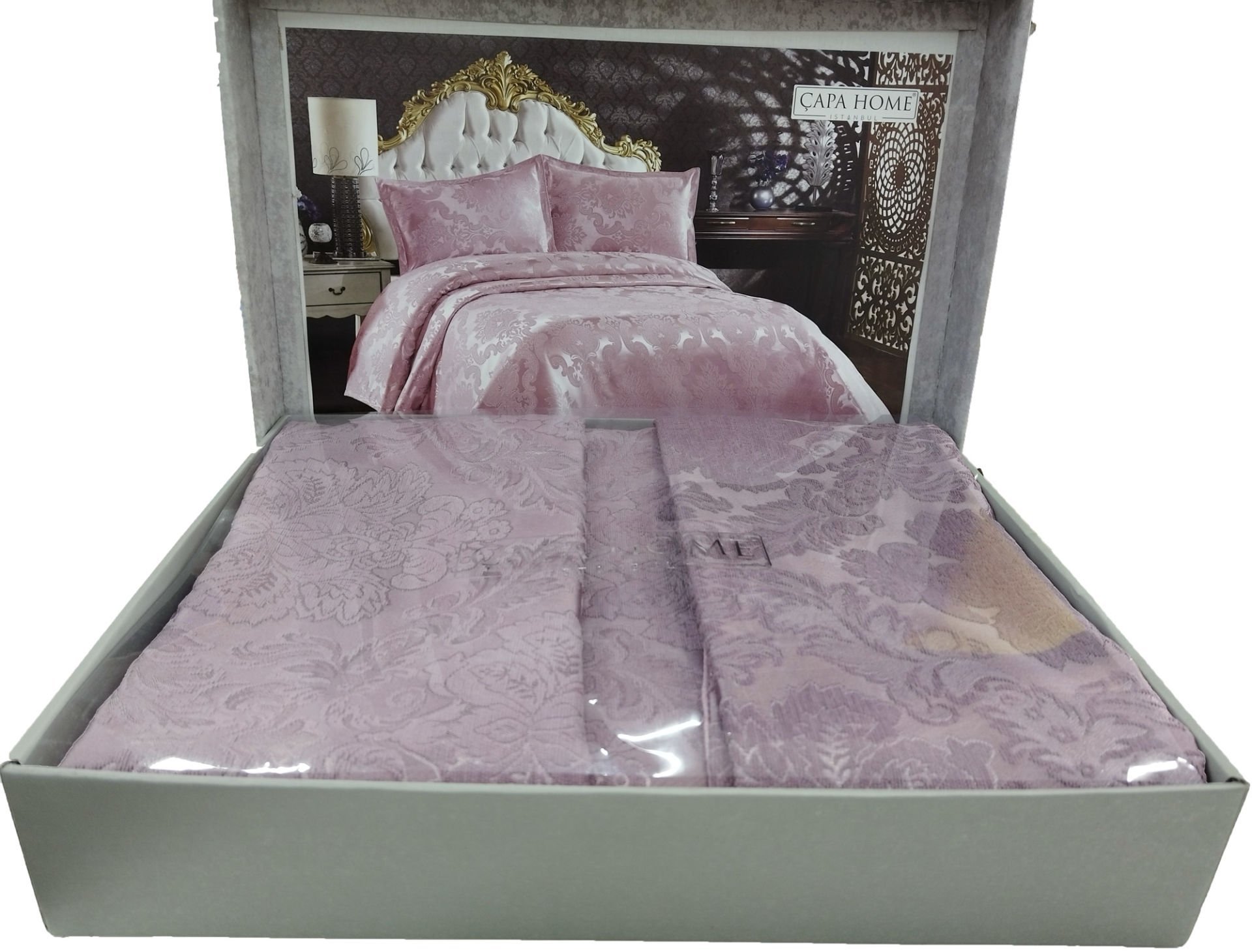 Çapa Beste Çift Kişilik Yatak Örtüsü Gül Kurusu