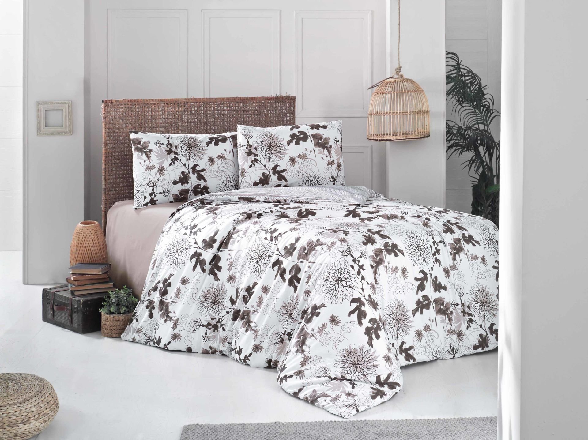 Altınbaşak %100 Pamuk Ranforce Tek Kişilik Nevresim Takımı Favor Ön Kahve