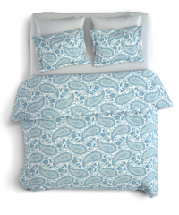 Gök Mavisi Çiçek Bahçesi: %100 Pamuk Çift Kişilik Nevresim Takımı