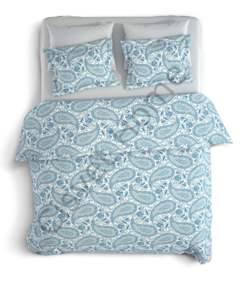 Gök Mavisi Çiçek Bahçesi: %100 Pamuk Çift Kişilik Nevresim Takımı