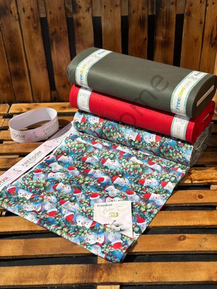 5D Dijital Poplin Kumaş Kardan Adam – 240 cm  %100 Pamuk  130 GSM