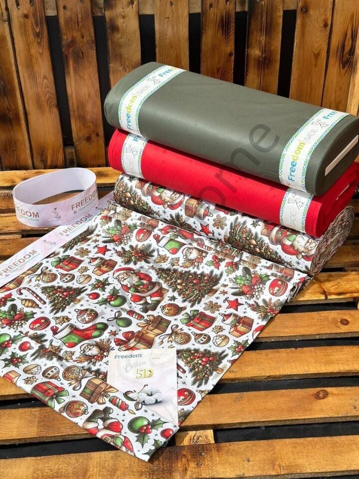 5D Dijital Poplin Kumaş  Noel Baba– 240 cm  %100 Pamuk  130 GSM