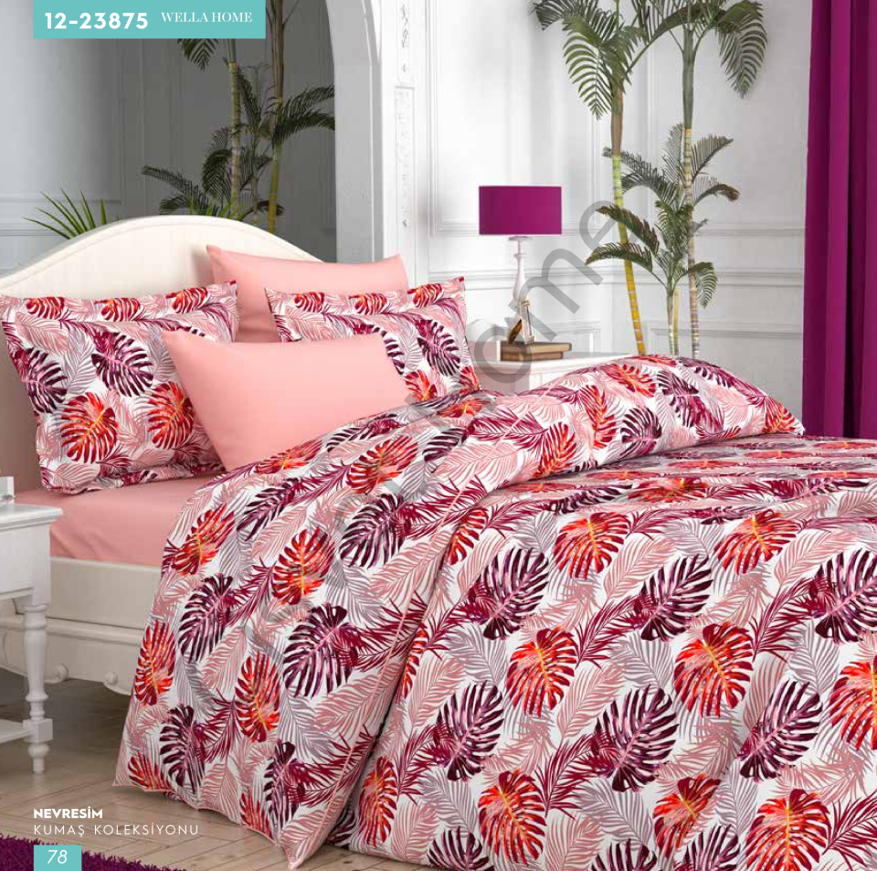 Wella Palmiye %100 Pamuk Nevresim Takımı