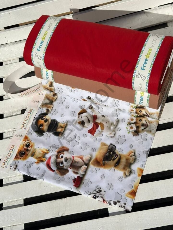 5D Köpek Desenli Dijital Poplin Kumaş   – 240 cm  %100 Pamuk  130 GSM