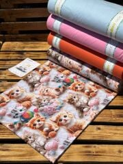 5D Kedi Desenli Dijital Poplin Kumaş   – 240 cm  %100 Pamuk  130 GSM