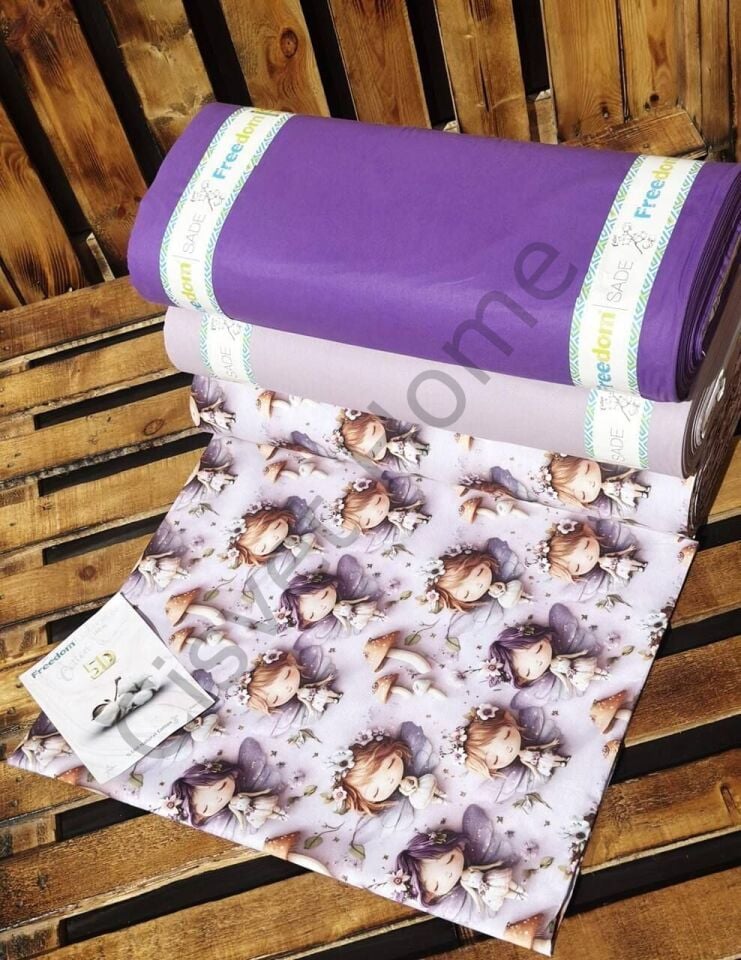 5D Kız Desenli Dijital Poplin Kumaş   – 240 cm  %100 Pamuk  130 GSM