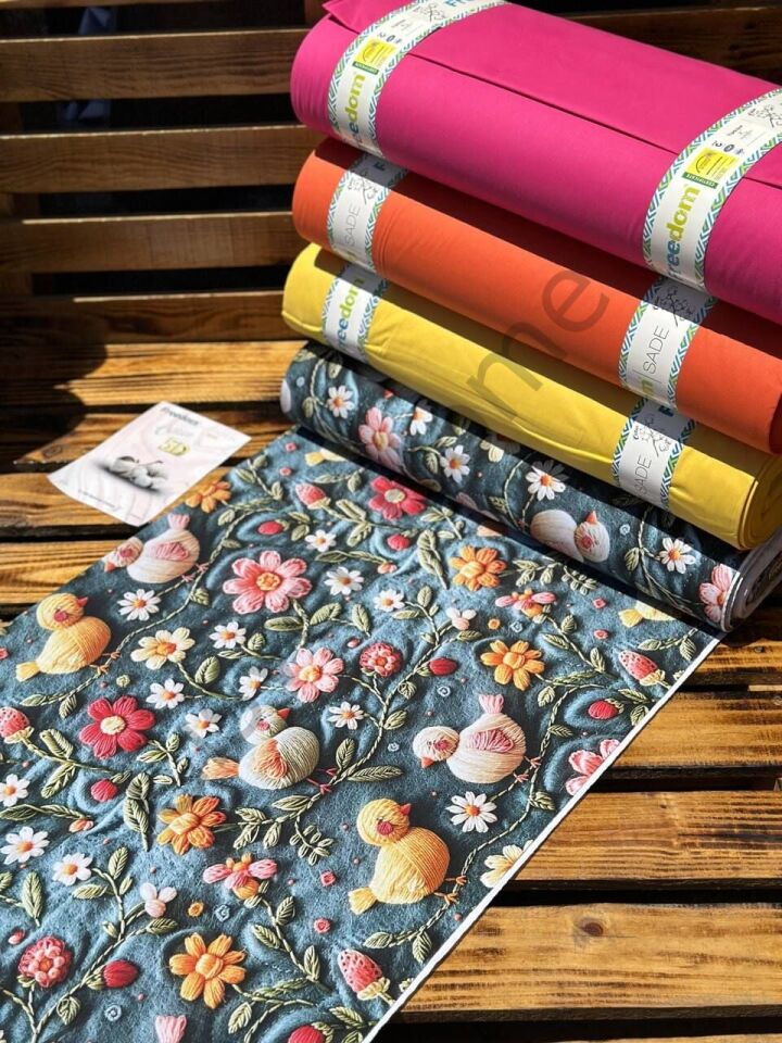 5D  Desenli Dijital Poplin Kumaş   – 240 cm  %100 Pamuk  130 GSM