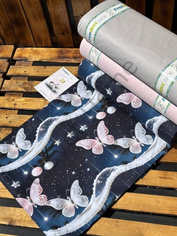 5D Kelebek Desenli Dijital Poplin Kumaş   – 240 cm  %100 Pamuk  130 GSM