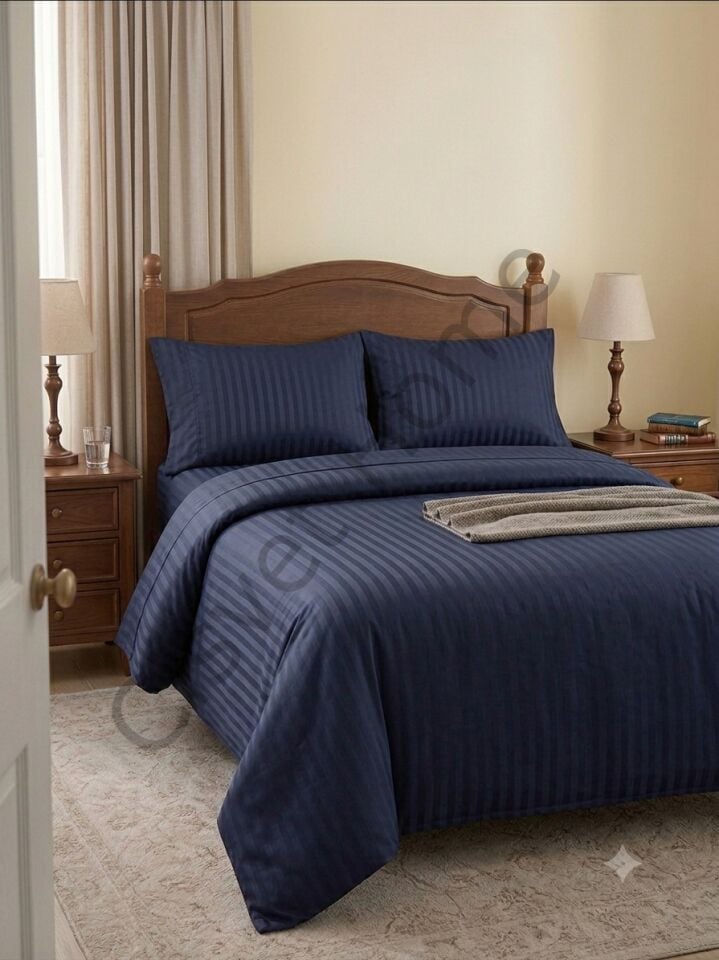 Lüx Stripe Saten Nevresim Takımı King Size