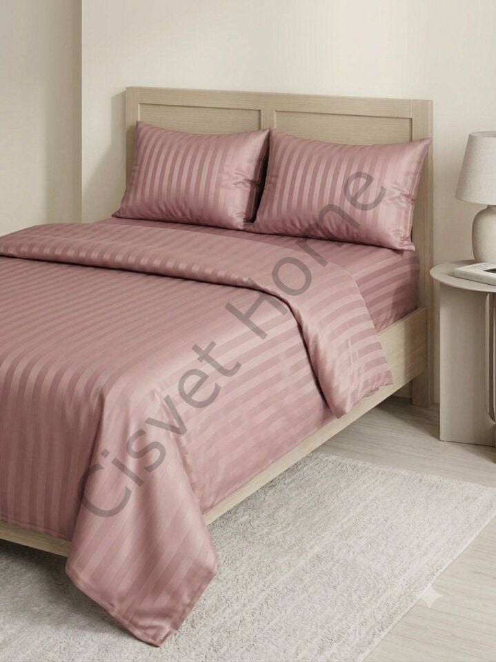 Lüx Stripe Saten Nevresim Takımı King Size