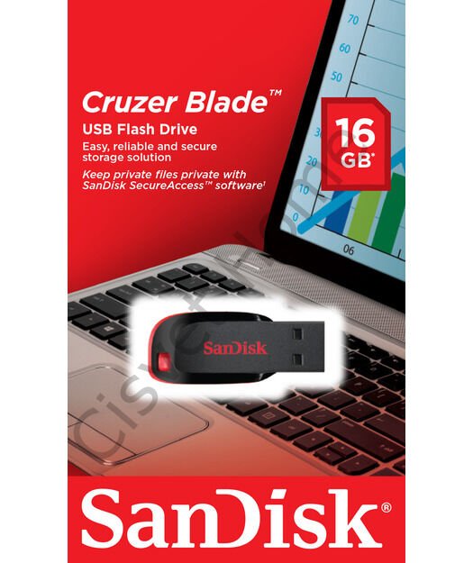 SanDisk Cruzer Blade 16GB – USB 2.0, Kompakt Kapaksız Tasarım, Siyah-Kırmızı, Tak ve Kullan, 2 Yıl Garanti