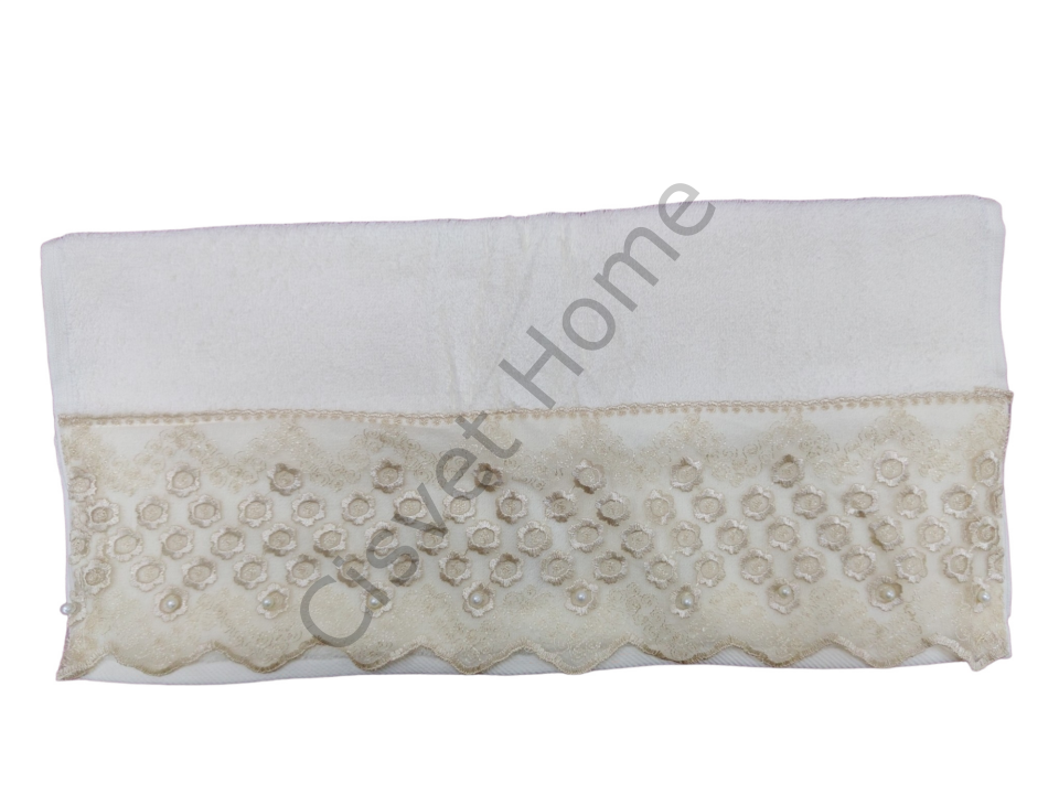 Beyza Papatya Güpürlü El Yüz Havlusu 50x90