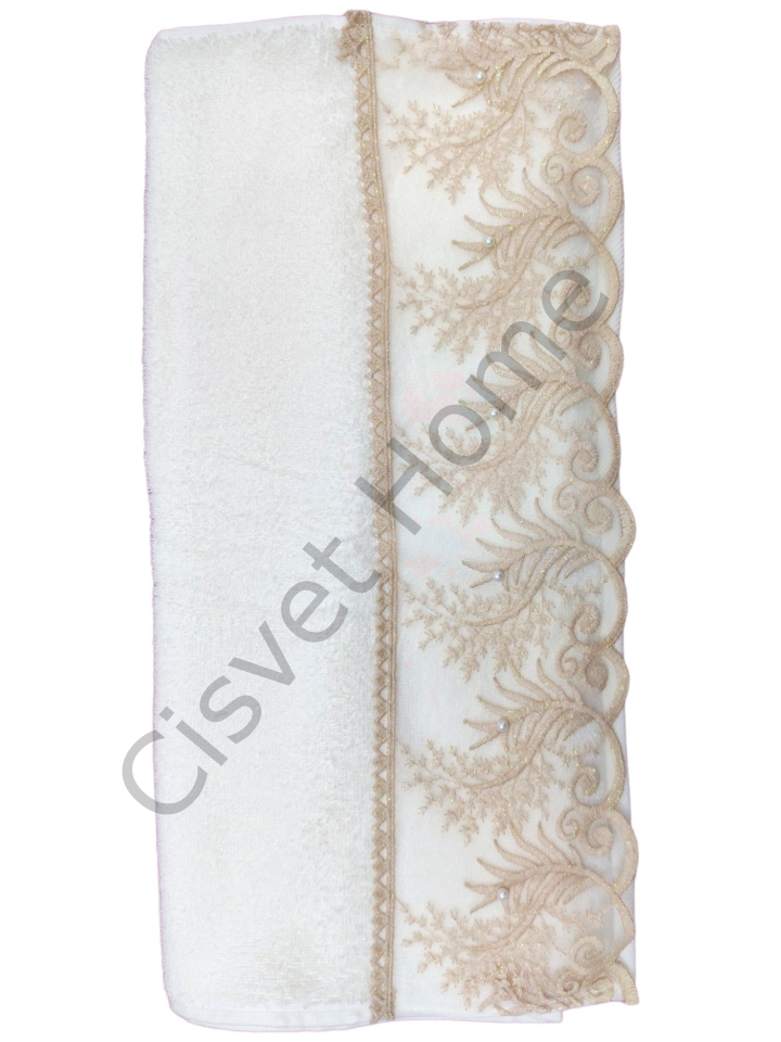 Beyza Yaprak Güpürlü El Yüz Havlusu 50x90