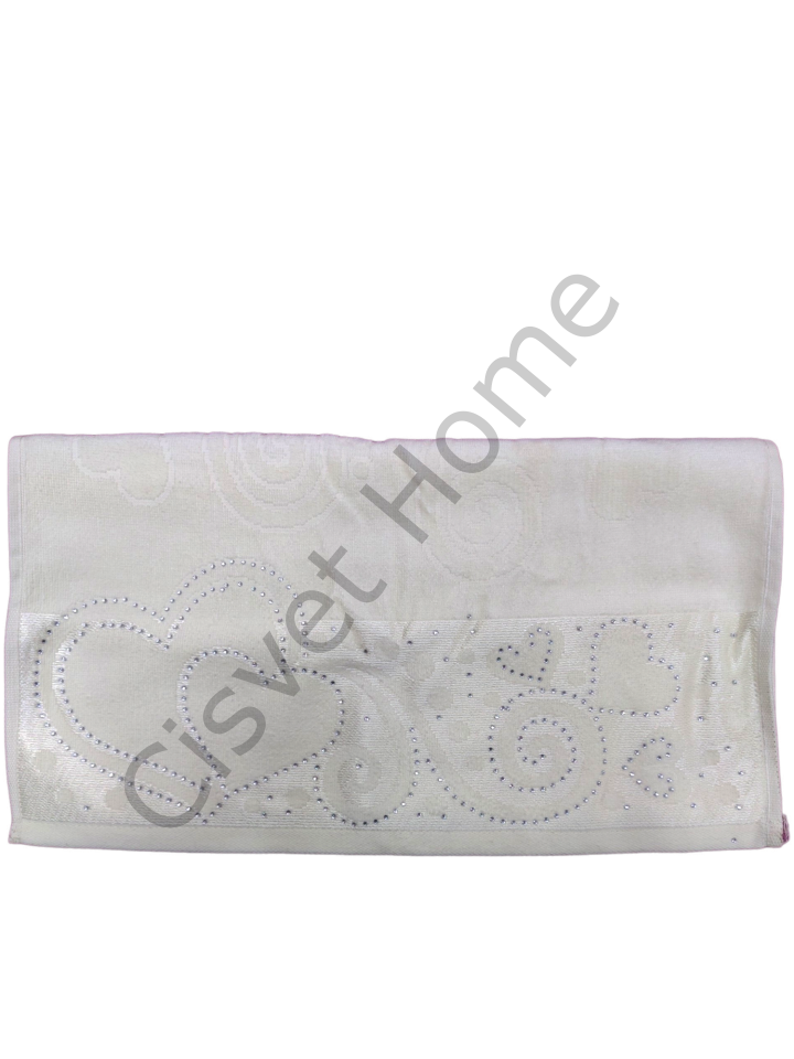 İnci Kalpli El Yüz Havlusu 50x90